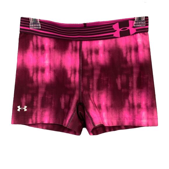 Under Armour UA Womens Sonic Compression Shorts Size Small Pink Tie Dye Stretch - Picture 1 of 9